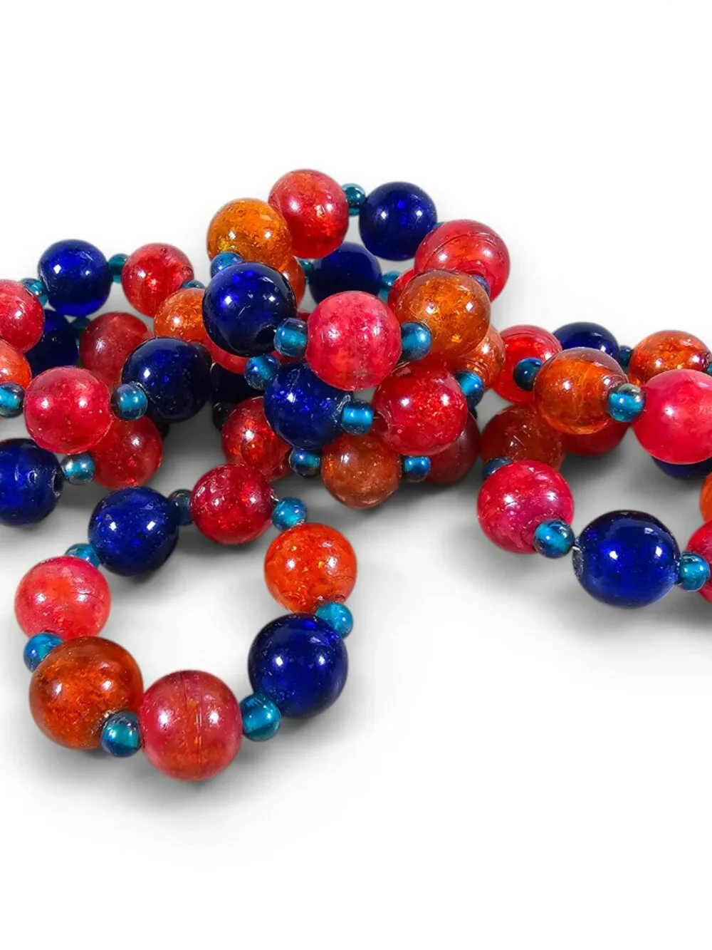 Beaded Napkin Rings Set of 8 Chunky Multicolor Red Orange Blue Grandma